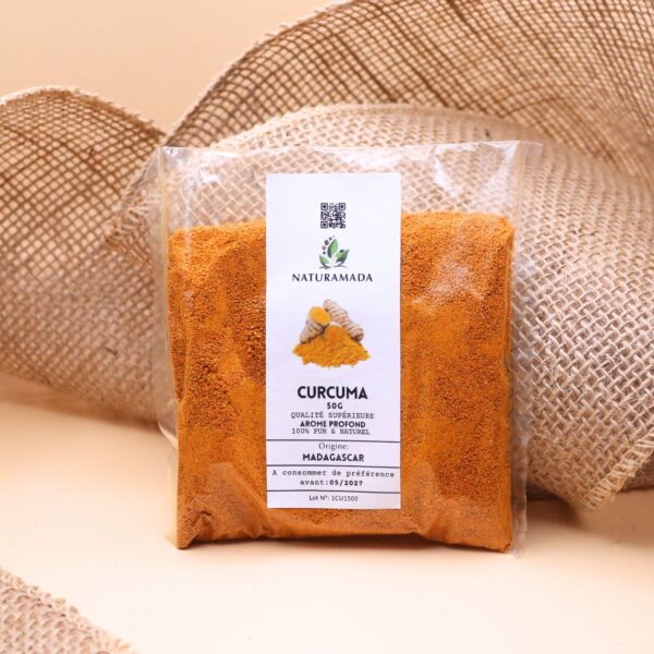 Curcuma en poudre 100 % naturel – 50 g – récolte artisanale malgache