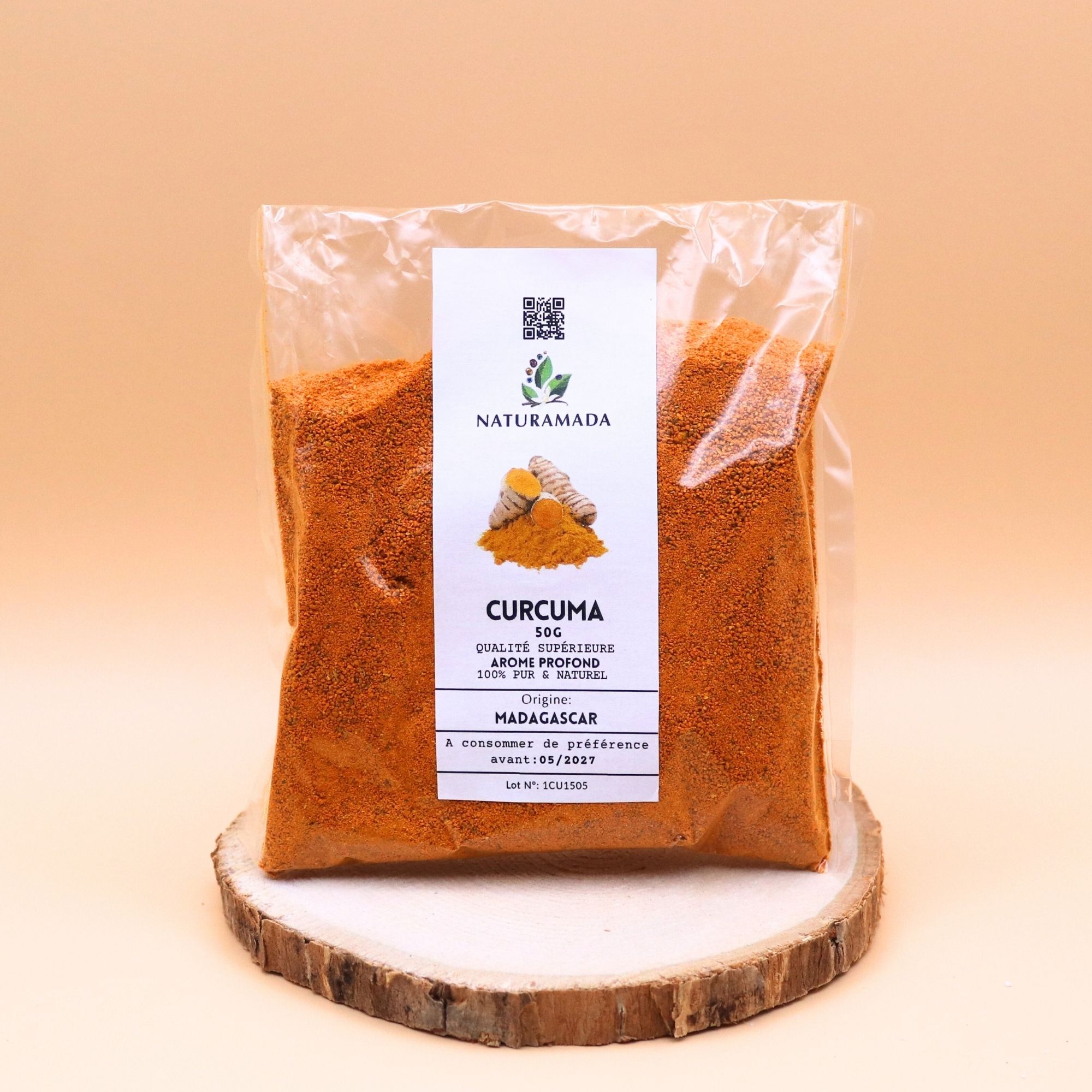 Curcuma en poudre 100 % naturel – 50 g – récolte artisanale malgache