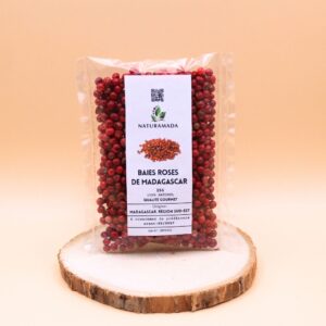 Baies roses entières – 25 g – récoltées à Madagascar, saveur douce et poivrée – Naturamada